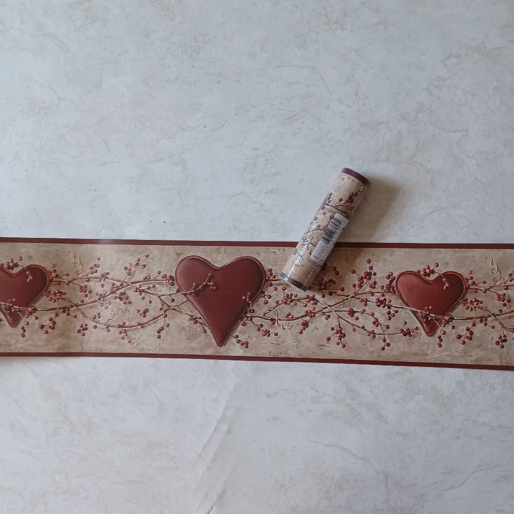 Wallpaper Border Country Hearts & Berry Vines